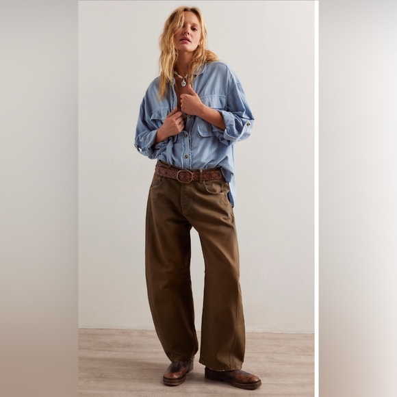 NWT We The Free Good Luck Barrel Coated Jeans 27 New Moon Brown - Picture 5 of 12